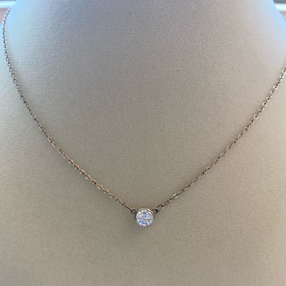 Miranda Frye Stephanie Bezel Solitaire Necklace Sterling Silver